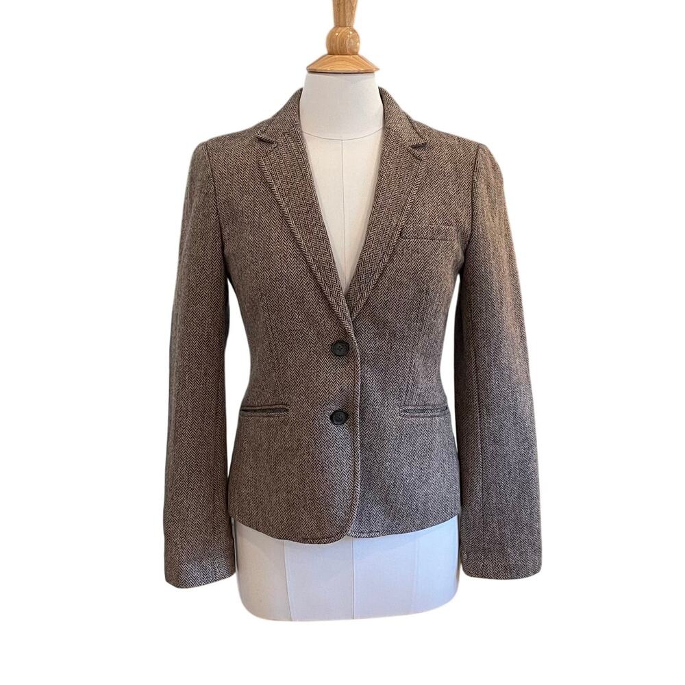 Gap Brown Wool Tweed Blazer, Lined, Two Button, Classic, Minimalist, Preppy, 8